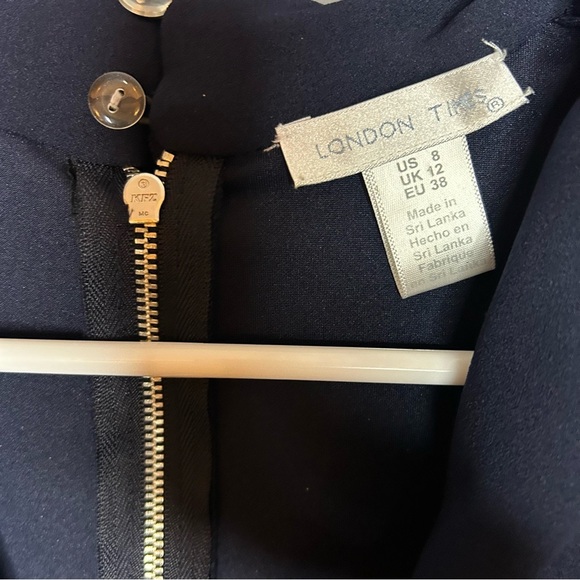 London Times Faux Wrap Dress Dark Blue Elegant size 8 - Picture 10 of 12
